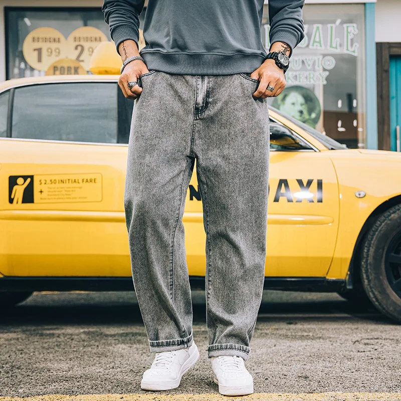 

2022 Large size men jeans oversized 28-48 loose denim jeans loose straight jeans long fashion trousers