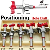 5pcs hinge hole opener woodworking carbide drill bits set positioning hole saw kit adjustable 15 35mm