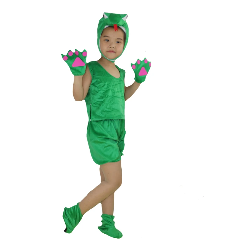 

Summer Short Cartoon Green Snake Animals Costume for Children Cosplay Clothing Birthday Party Halloween Decoration for Kids Gift