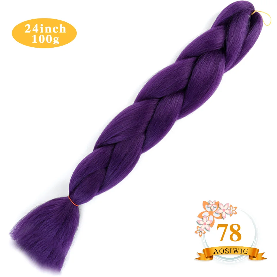 T1/27 AOSIWIG 24 ''100 г/упак. синтетические Омбре косички волос крючком косички Прически наращивание волос фиолетовый розовый черный - Цвет: T1/27