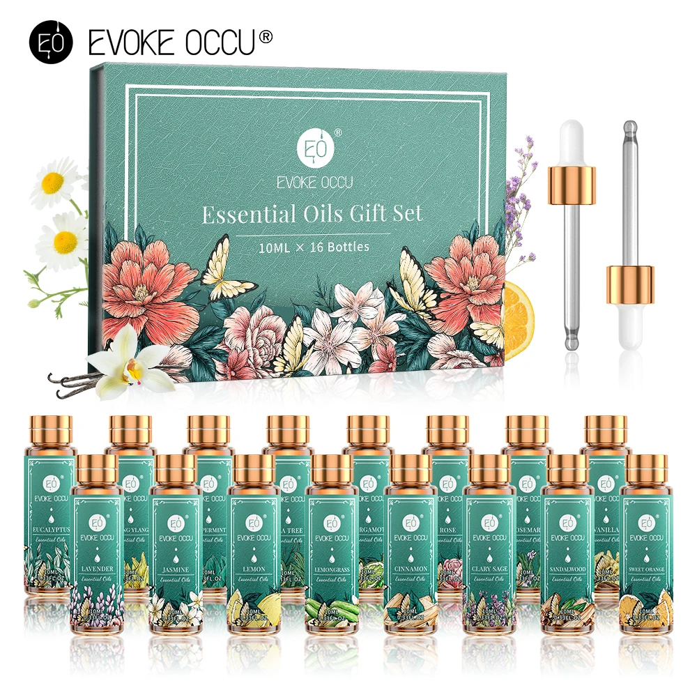 

10ML 16pcs Pure Natural Essential Oils Gift Set Massage Shower Diffuser Aroma Oil Lavender Vanilla Sage Jasmine Rose Sandalwood