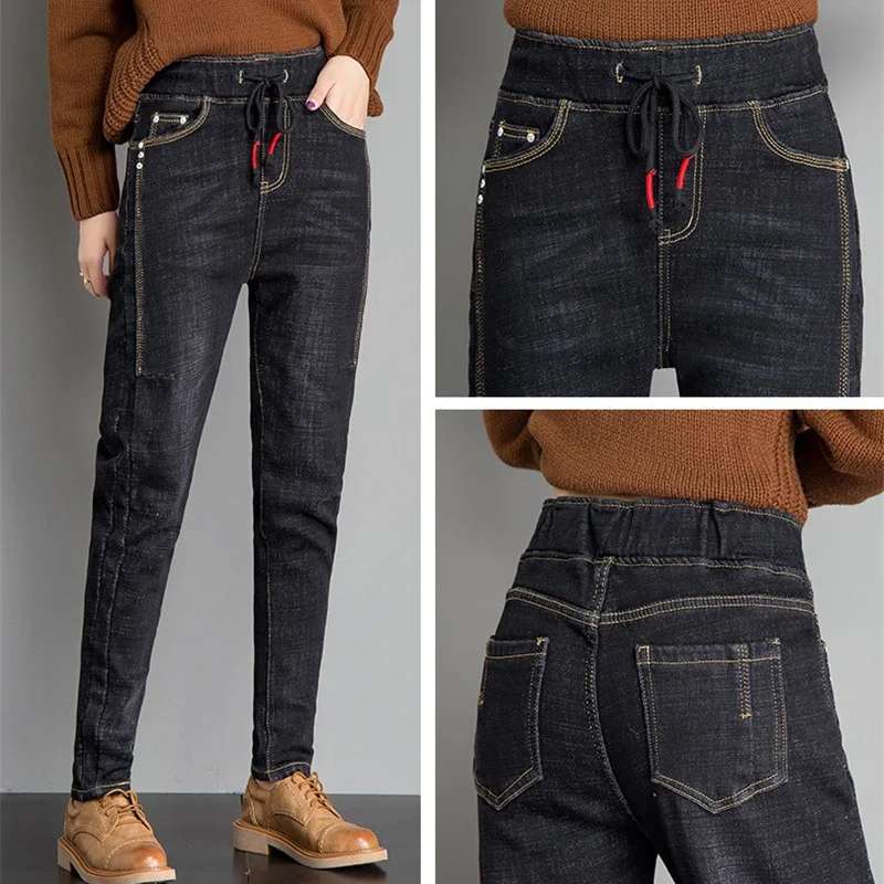 

New Jeans Woman Spring Autumn Fashion Vintage Denim Jeans Female Casual High Waist Elastic Women Harem Pants Trousers Plus Size