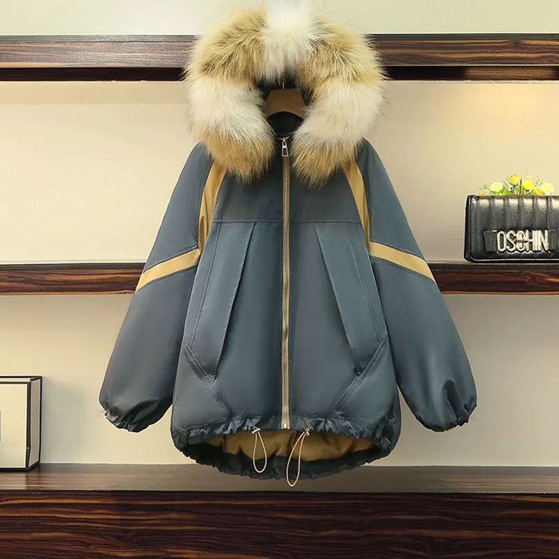 Pai Overcome Women's Winter Clothing 2021 New Large Fur Collar Mid-Length Down Thick Padded Coat s1009