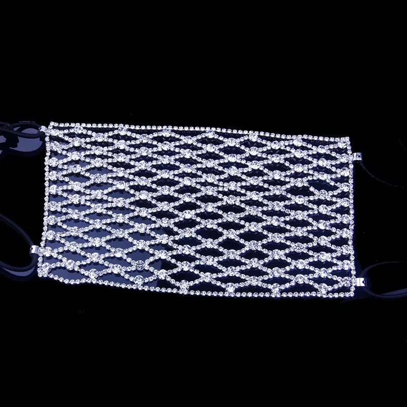 Стайфанс ринестоун блеск маска рот заявление модные украшения кристал найт клуб маска вечеринка мода для женщин.