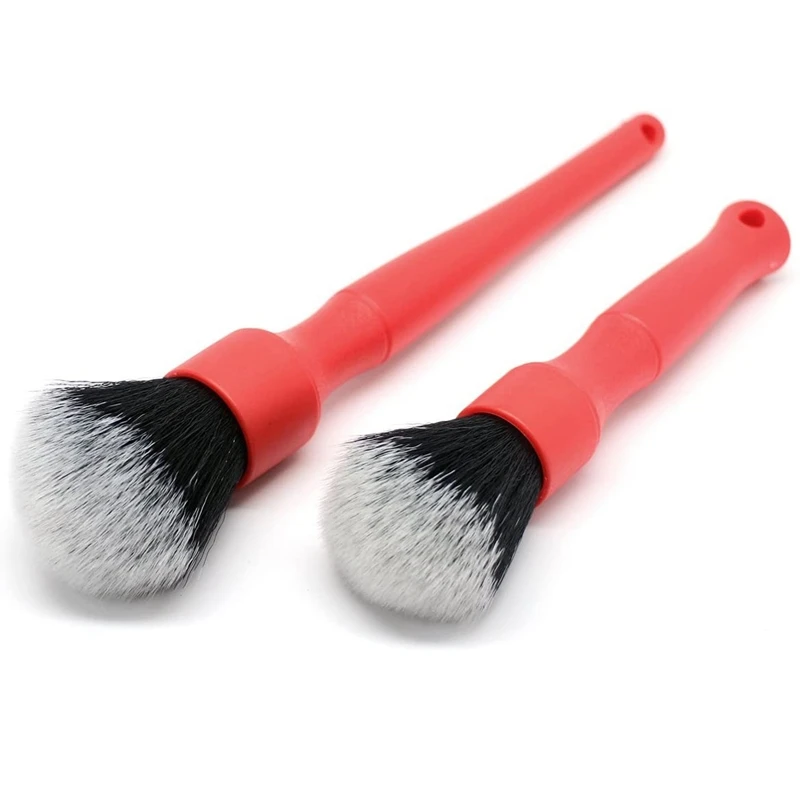

2PCS Car Super Soft Detail Brush, Comfortable Grip and Scratch-Free Cleaning, Beauty Eye Shadow Brush,Wheel Brush, Red