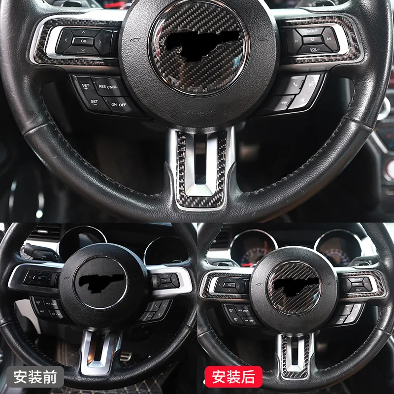 

Для Ford Mustang, натуральное углеродное волокно, другие аксессуары для интерьера, отделка рамы рулевого колеса, стикеры для автомобиля