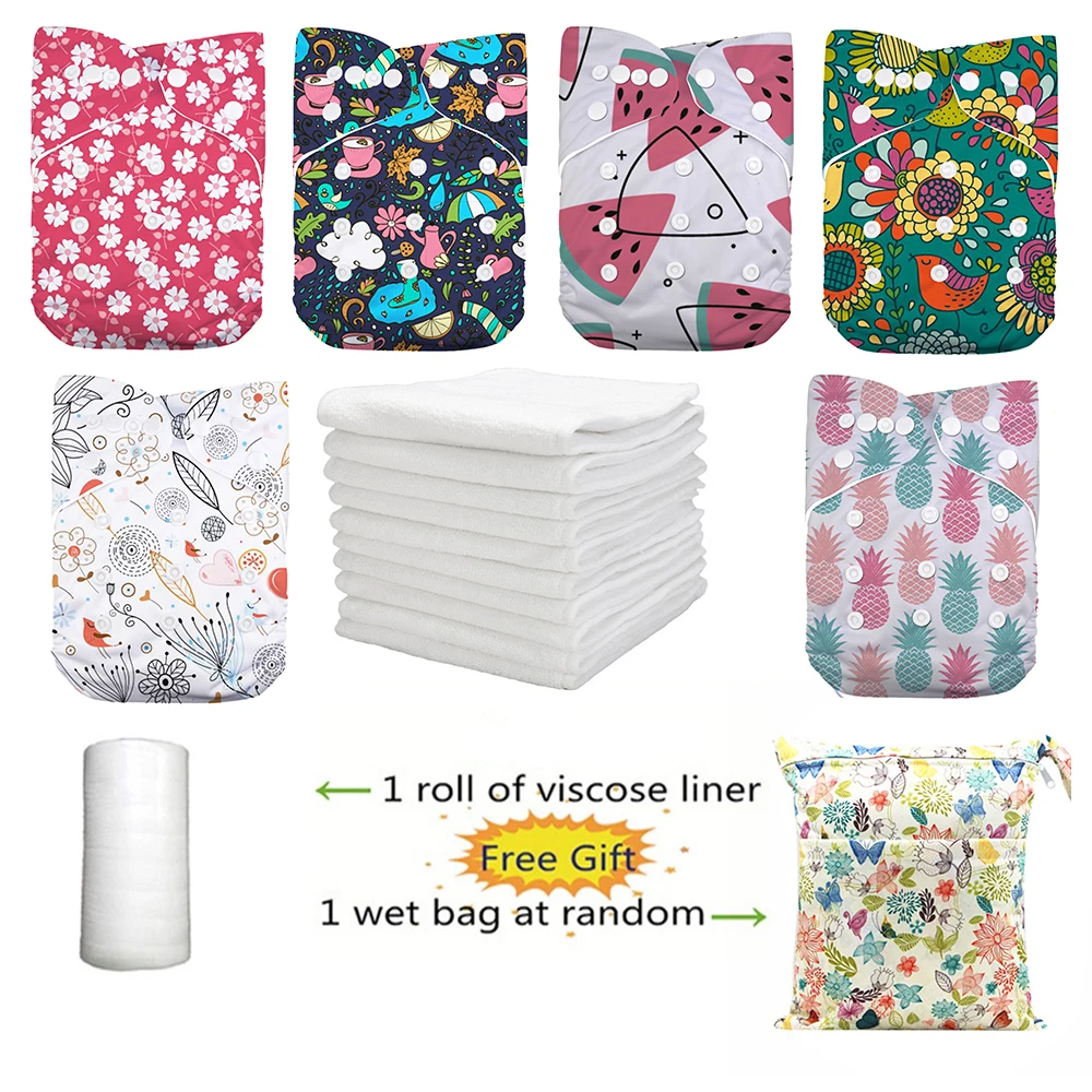 6 шт./упаковка многоразовые тканевые подгузники для девочек|Детские подгузники| |
