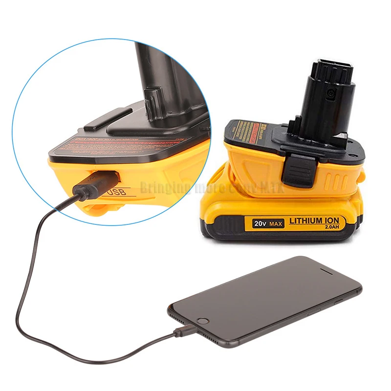 Фото Для Dca1820 USB-адаптер 18 В работает с Dewalt Max Xr Dcb200 Dcb201 Dcb203 Dcb203Bt Dcb204 Dcb205 Dcb206 Компактные батарейки Новейшие №4