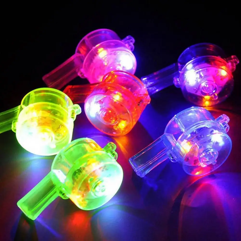

1Pc LED Glowing Colorful Pendant Whistle Lanyard Kids Toy Party Concert Favor