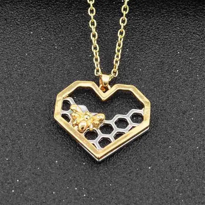 

Кулон соты в форме сердца, ожерелье из настоящей Золотой пчелы, новое маленькое животное 2021 S4p6