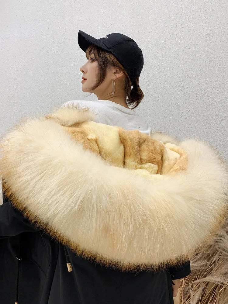 Парка женская с натуральным мехом енота зимняя длинная теплая куртка 2020 | Женская