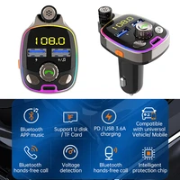 car fm transmitter 7 color led backlit hands free call tf usb flash drive mp3 player usb car charger external micropho