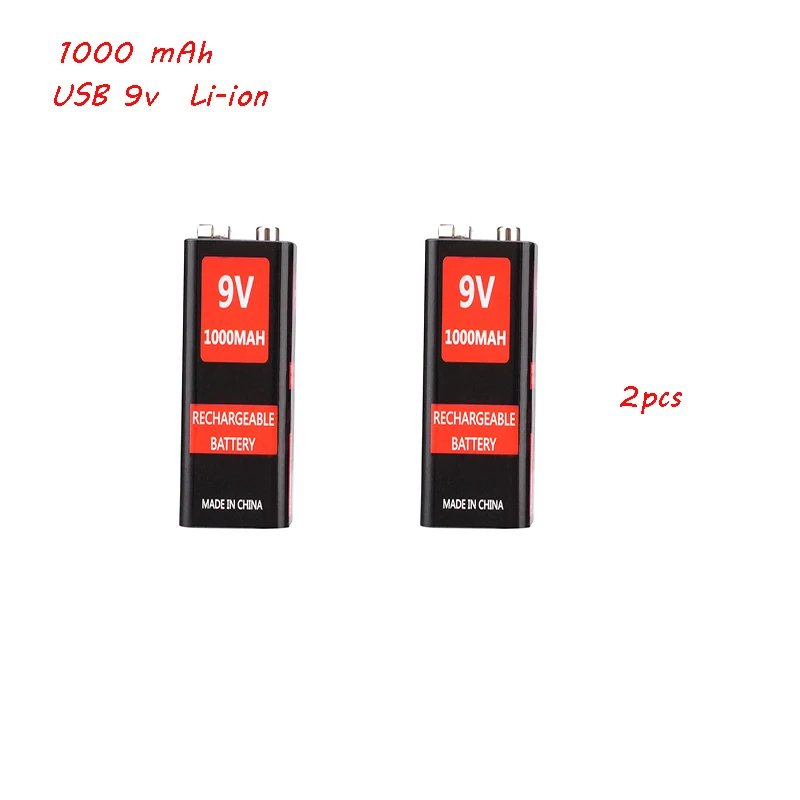 2 шт 1000 мач micro usb 9 вольт литий ионный