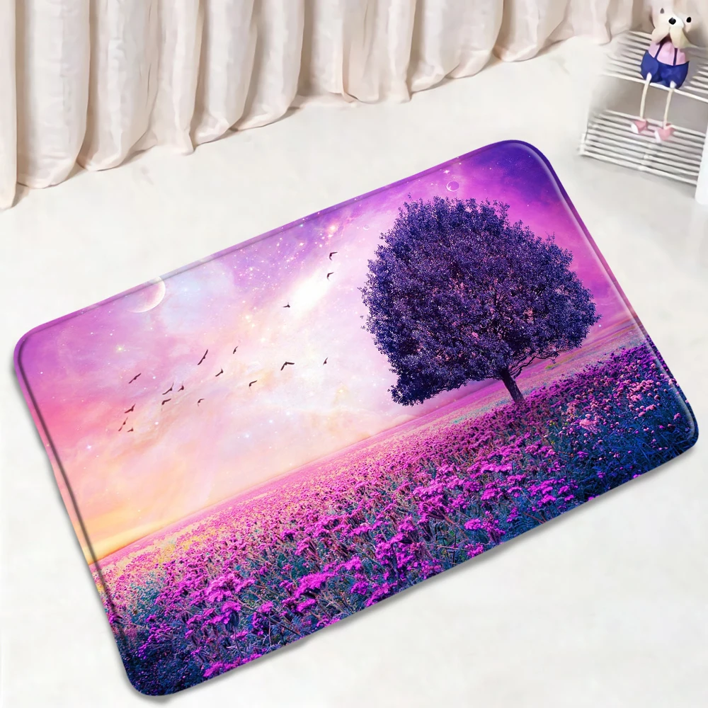 Сиреневые цветы деревенский пейзаж коврики для ванной натуральный Цветочный