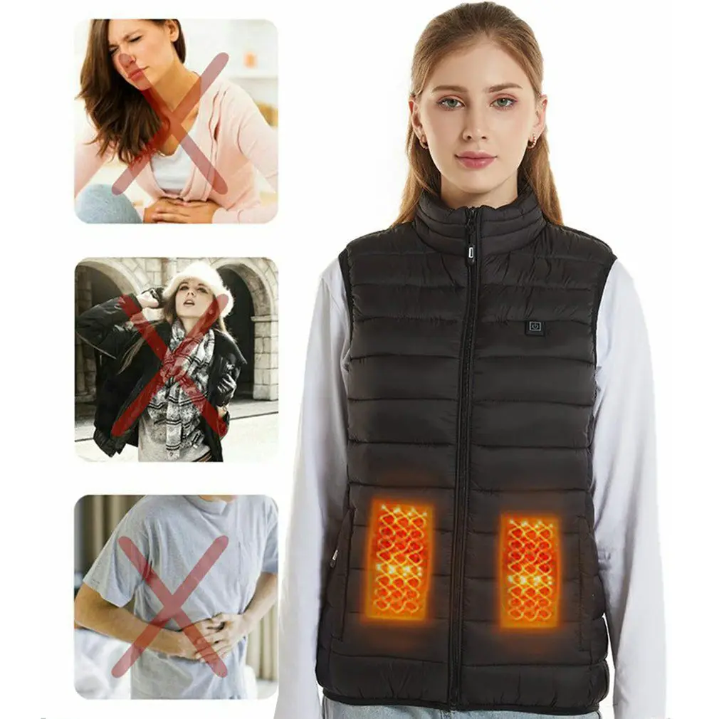 

Winter Outdoor Men Electric Heated Jacket USB Heating Vest Winter Thermal Clothes Feather Camping Hiking Warm Hunting Jacket