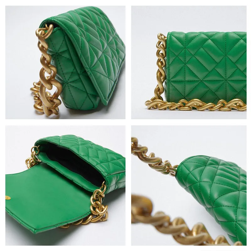 

High Quality Shoulder Bag Women Retro Thick Chain Underarm Package New Lingge Soft Handbag Luxury Designer Phone Pack Female Bag