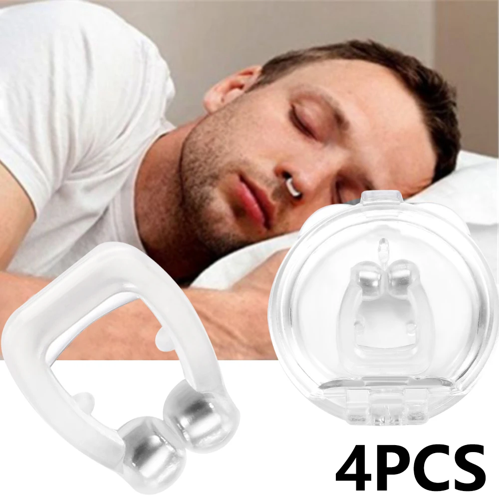 Мини Силиконовый магнитный зажим для носа против храпа и 4 шт. поднос сна защита