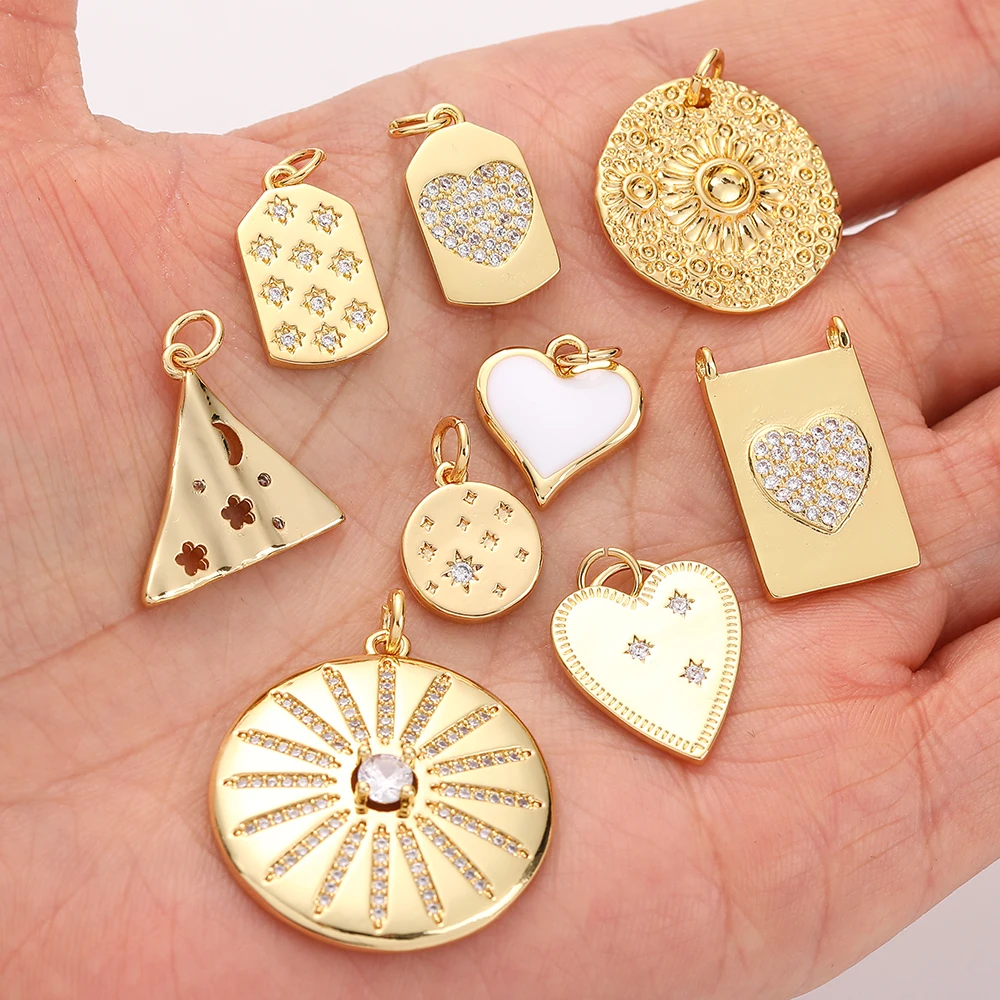 

Moon Star Charms for Jewelry Making Moon Star Heart Designer Pendant Charms Diy Earrings Necklace Bracelet Gold Copper Charms