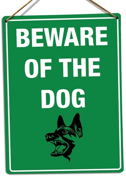 

PotteLove Beware of The Dog Green Art Guard Danger Warning Decor Novelty Art Sign Funny Aluminum Metal Tin Signs