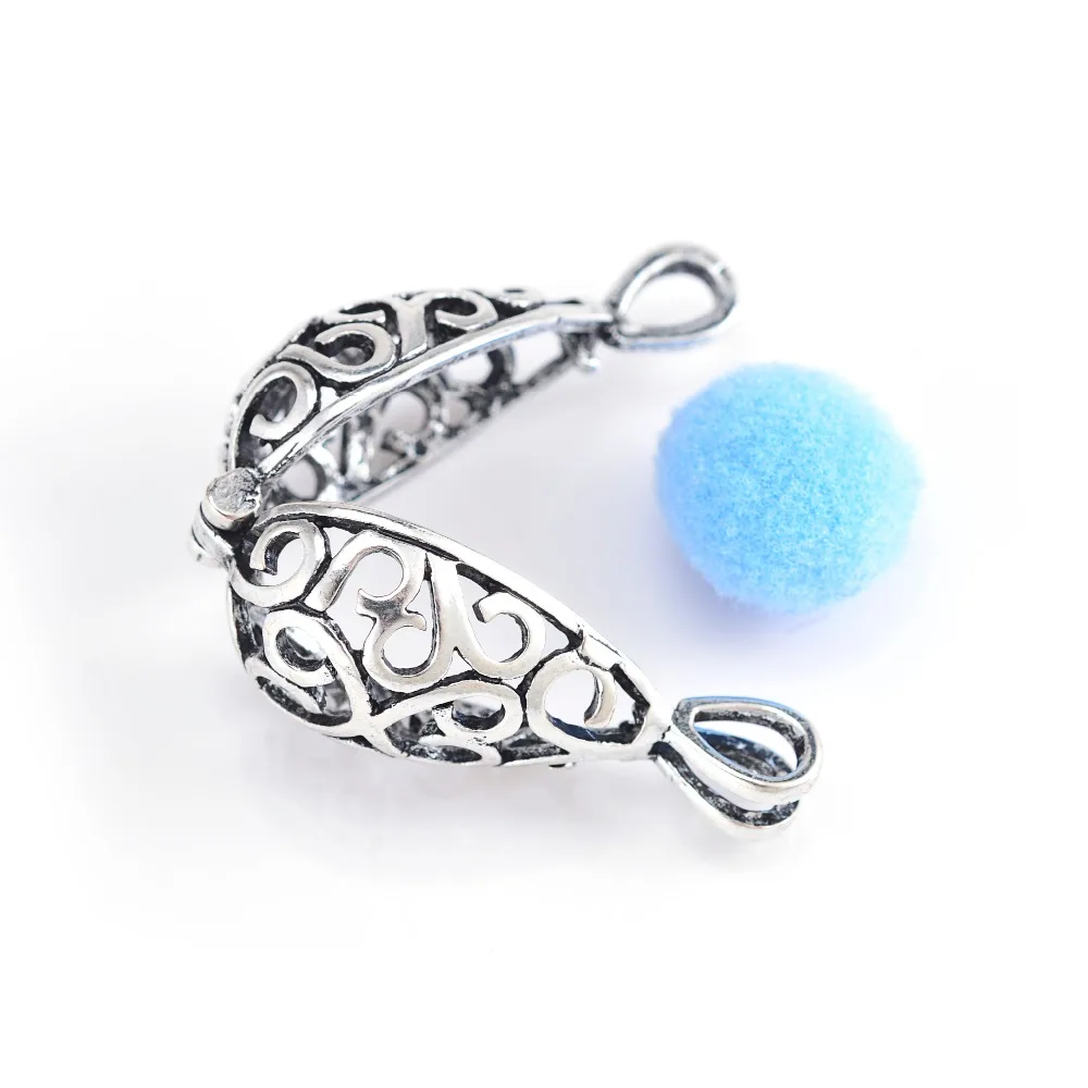 Античное серебряное ожерелье с диффузором медальон для Помпона войлочный шар