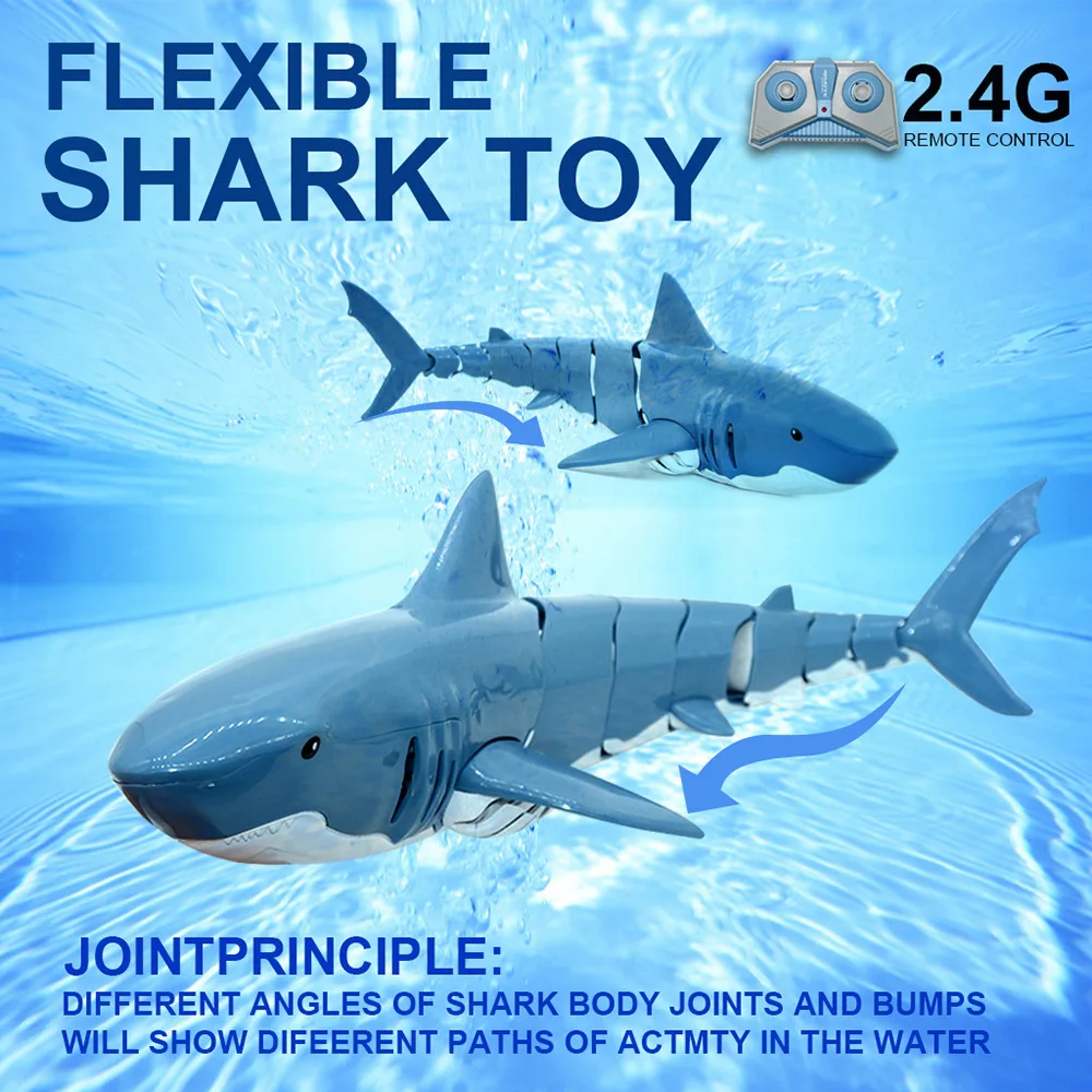 

HOT Shark Fish Boat Robot 2.4G RC Radio Simulation Waterproof Model Electronic Remote Control Swimming Animal Toys For Children
