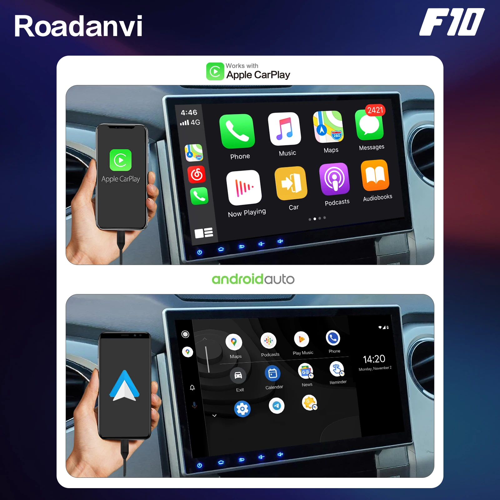 Roadanvi автомобильный экран 10 2 дюйма Din Android 0 радио Универсальная автомобильная