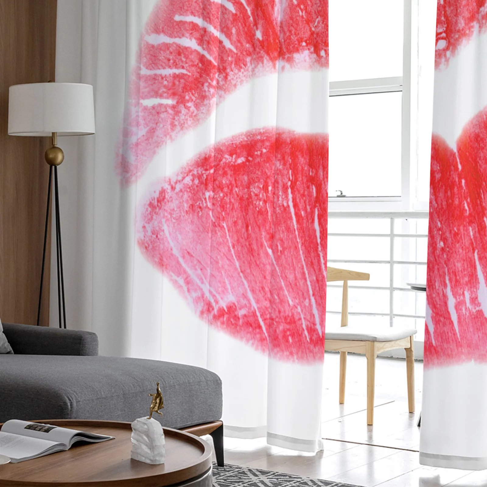 Тюлевые шторы с красными губами для спальни современные занавески из вуали