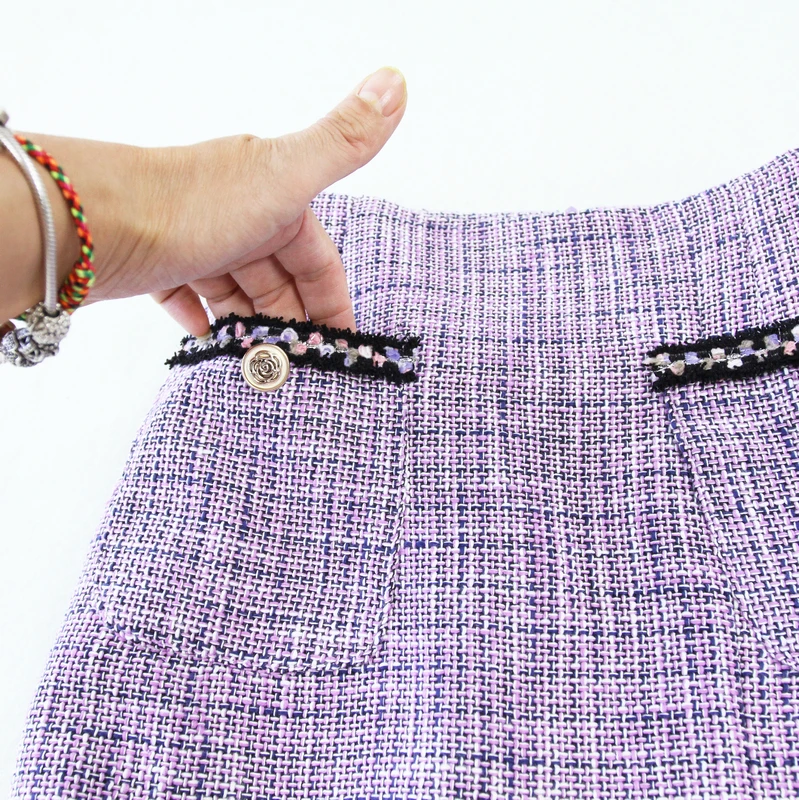 Женская одежда осенне зимняя однотонная новая кружевная шерстяная твидовая