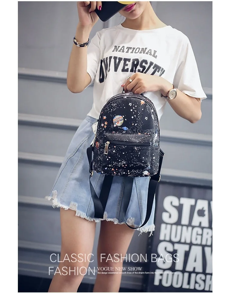 Женский рюкзак из искусственной кожи черный школьный высокого качества с