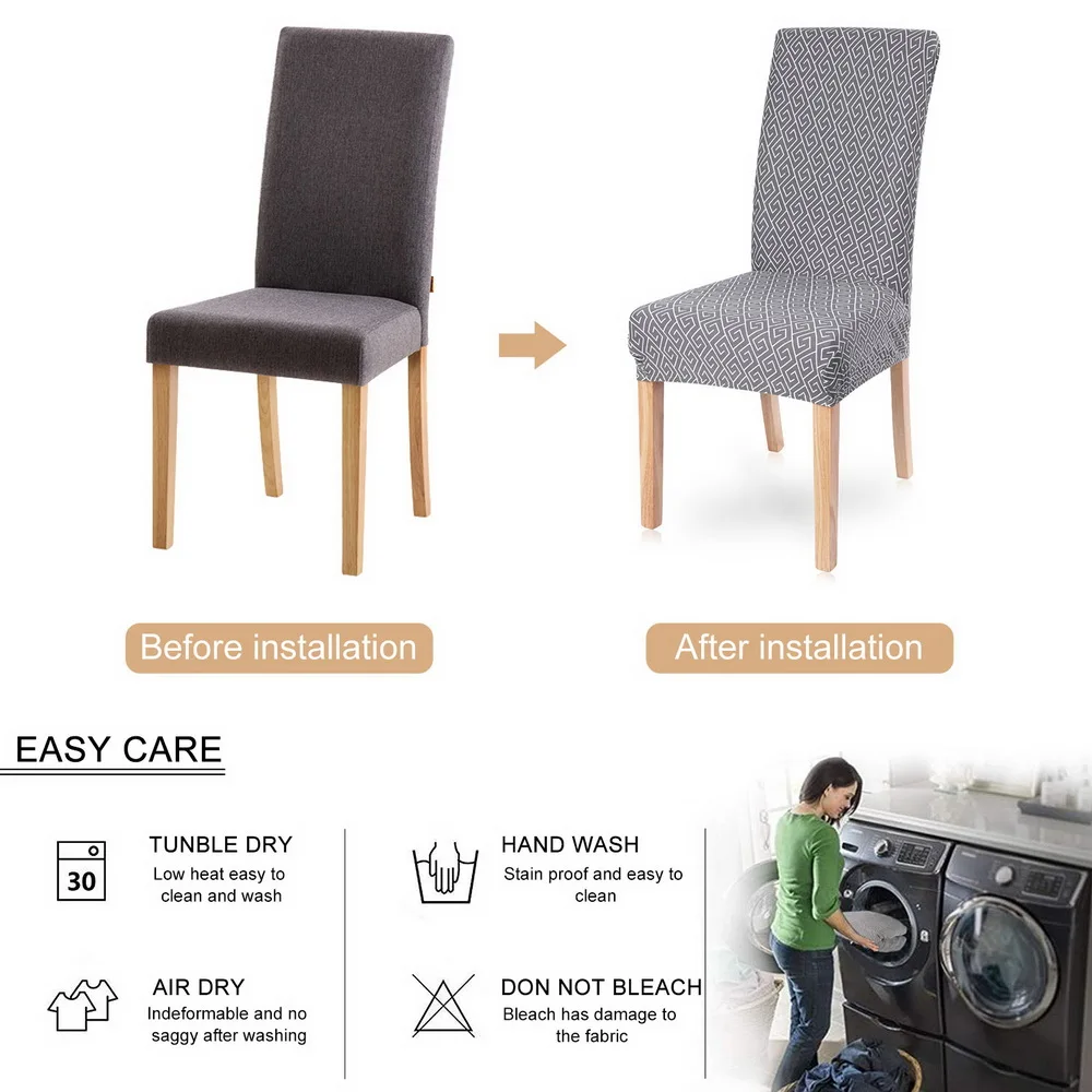 1/2/4/6 шт серая серия крышка для обеденного стула съемный чехол мебели моющийся