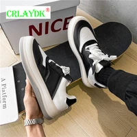 crlaydk platform mens sneakers casual lace up low top loafers fashion leather water resistant sports shoes boys walk moccasin
