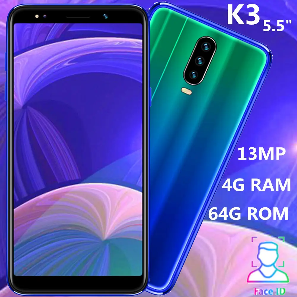 K3 смартфон с 5 дюймовым дисплеем четырёхъядерным процессором ОЗУ 4 Гб ПЗУ 64 ГБ 13 МП