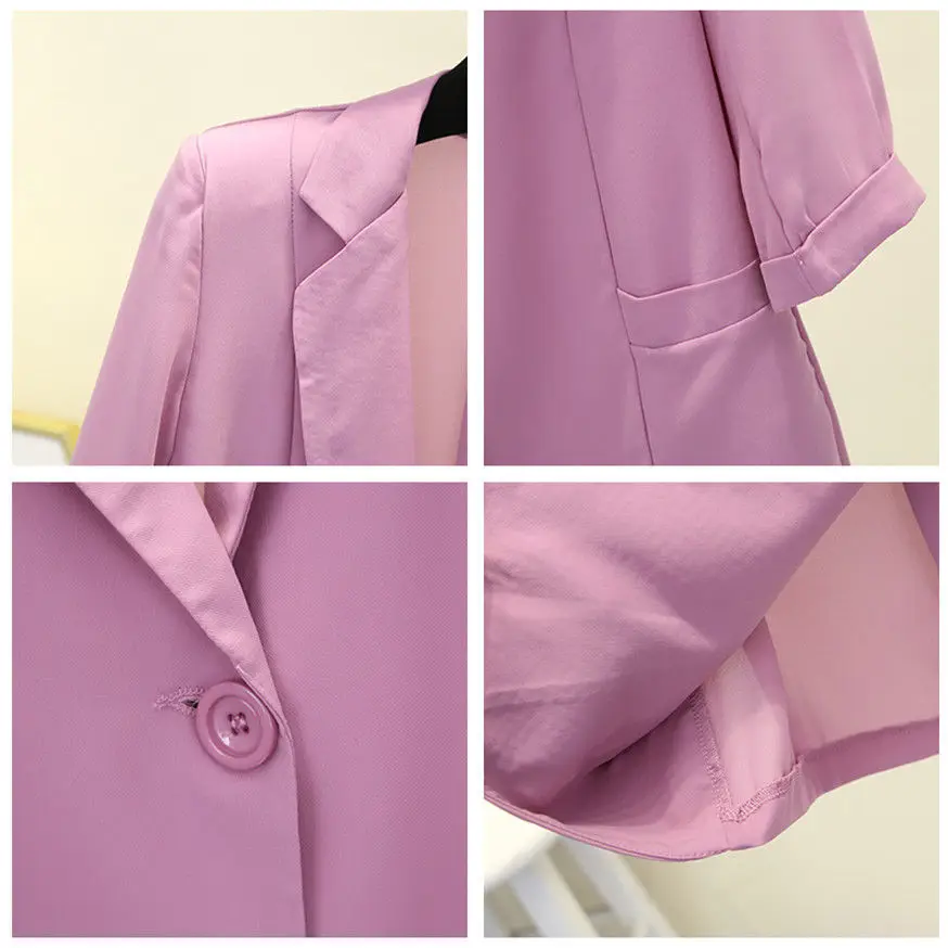 

2021 Summer Women Blazer Coat Chiffon Small Suit Jacket Female Thin New Fashion Casual Air-Conditioned Shirt Loose