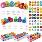 10 шт.компл. детские игрушечные штампы Мультяшные животные фрукты трафик улыбка детская печать для скрапбукинга штамп сделай сам Мультяшные штампы игрушки