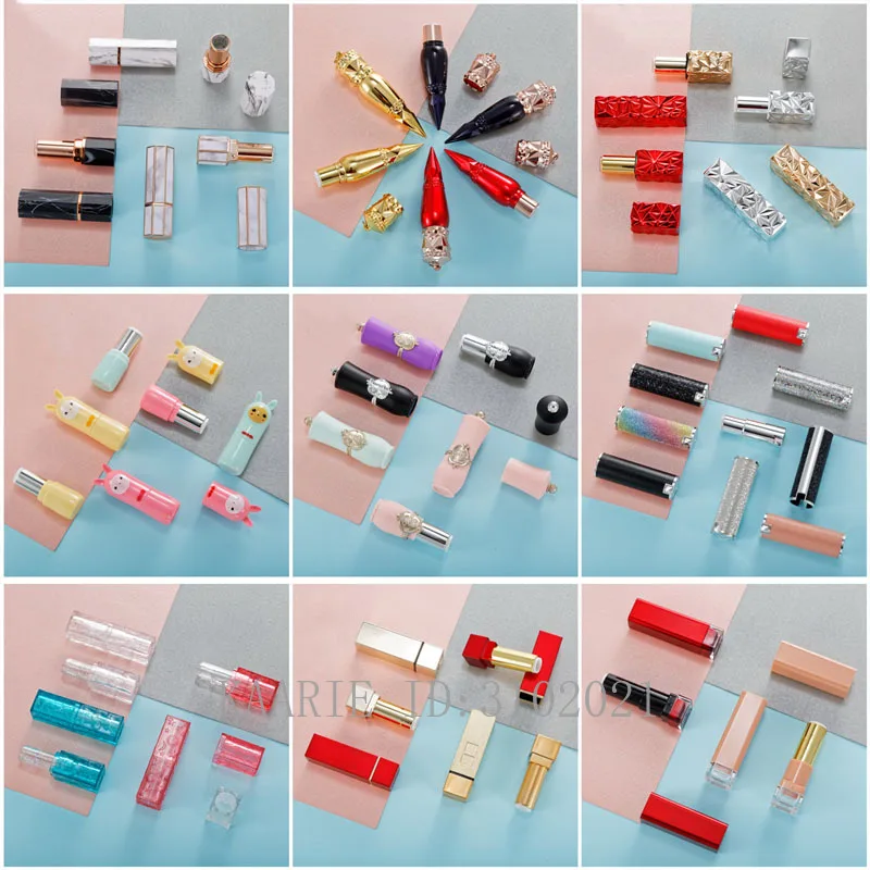 

10/30/50pcs Various Round Square Black Red Pink White 12.1mm Empty Lipstick Tube Lip Balm Bottle Cosmetics Refillable Shell