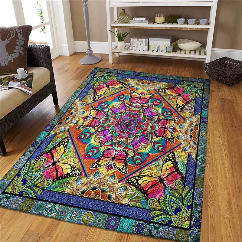 

Bohemian style psychedelic printing butterfly leaves floor mats door mats non-slip mats carpets bedroom home decoration