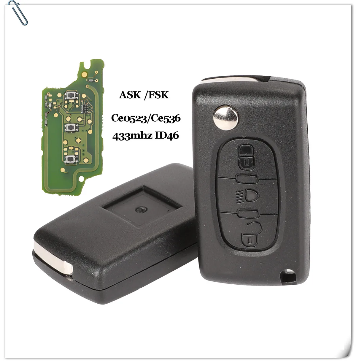 Bilchave 3 ButtonsCar дистанционный ключ VA2/HU83 лезвие для peugeot 407 307 308 607 Ce0523 Ce0536 ASK/FSK 433 МГц ID46