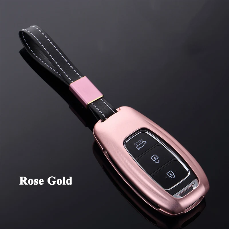 Rose Gold 1 шт. SEEYULE алюминиевый сплав автомобильный чехол для ключей чехол для хранения протектор автомобильные аксессуары для hyundai Kona Santa Fe Santafe - Название цвета: Rose Gold