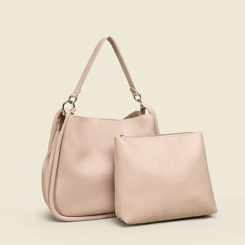 

Soft Quality Leather Composite Shoulder Bag in Bucket for Women Girls Handbags Beautiful Designer Crossbodys 4 Colors
