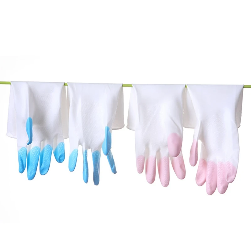 

Kitchen Silicone Cleaning Gloves Magic Silicone Dish Washing Gloves Green with Glass Storage Jar