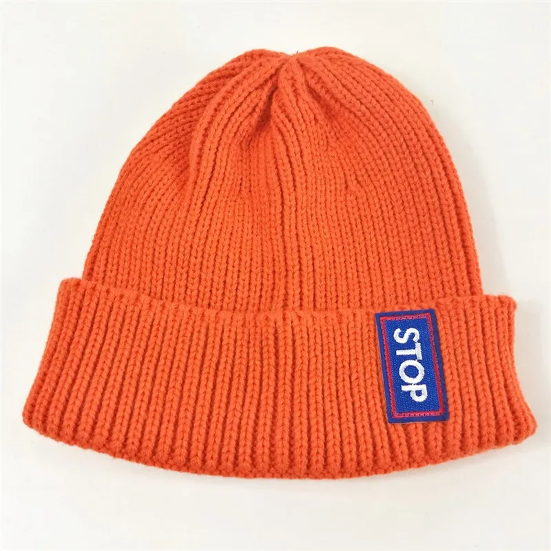 Шапка с вышивкой и надписью stop осенне-зимняя вязаная шапка для мужчин женщин