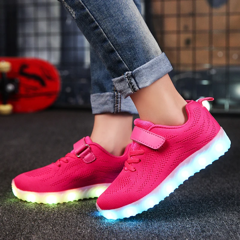 

Led Children shoes girls 2018 New USB Charging Pink Shoes With Light Up Kids Casual Boys&Girls Luminous Sneakers Glowing Shoes