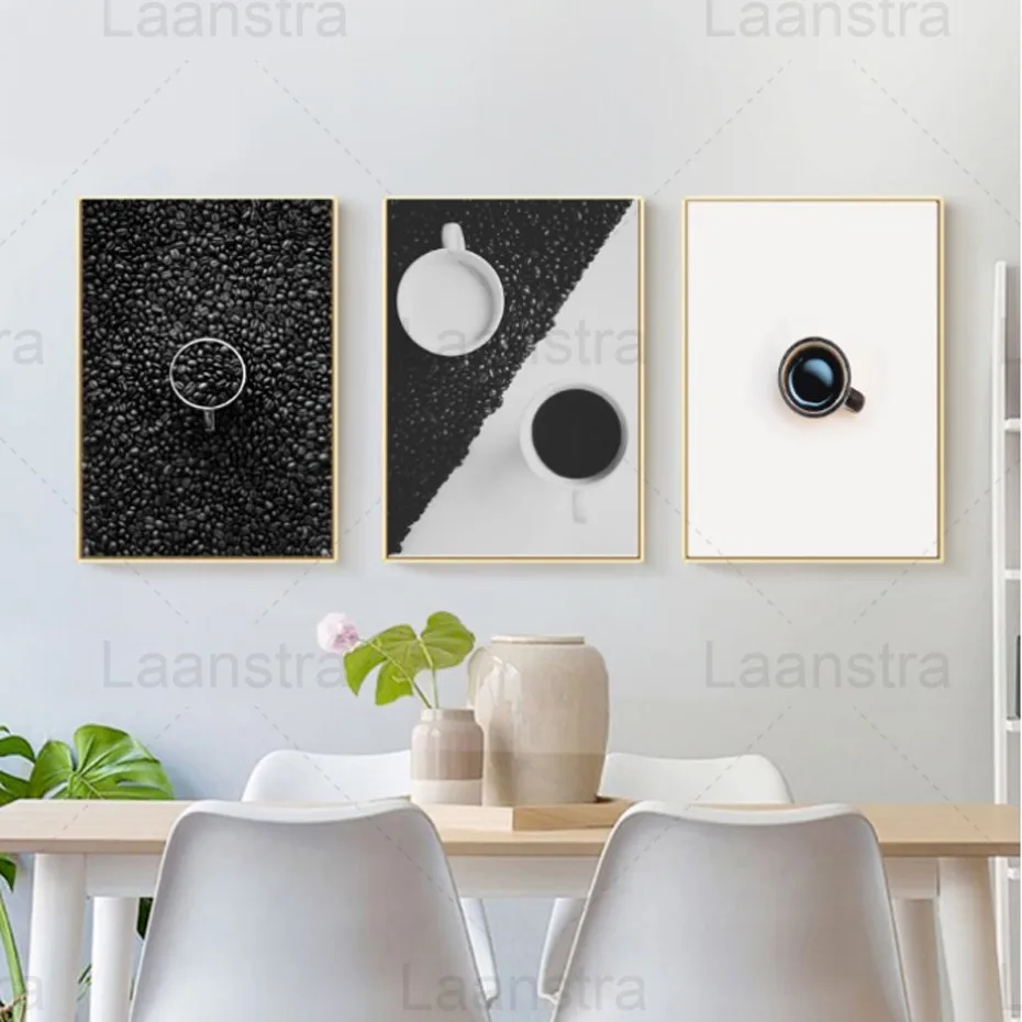 

Simple Black and White Contrast Color Home Decoration Painting Coffee and Milk Living Room Wall Canvas Poster Coffee Shop Prints