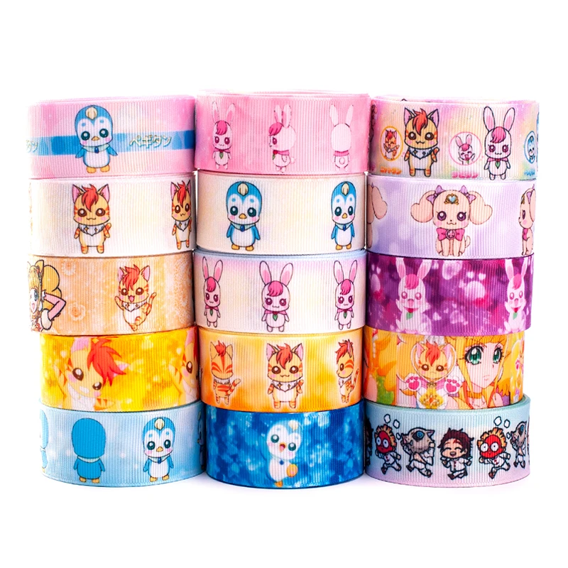Печатная японская мультяшная корсажная/атласная лента 25 мм/38 мм для сделай сам