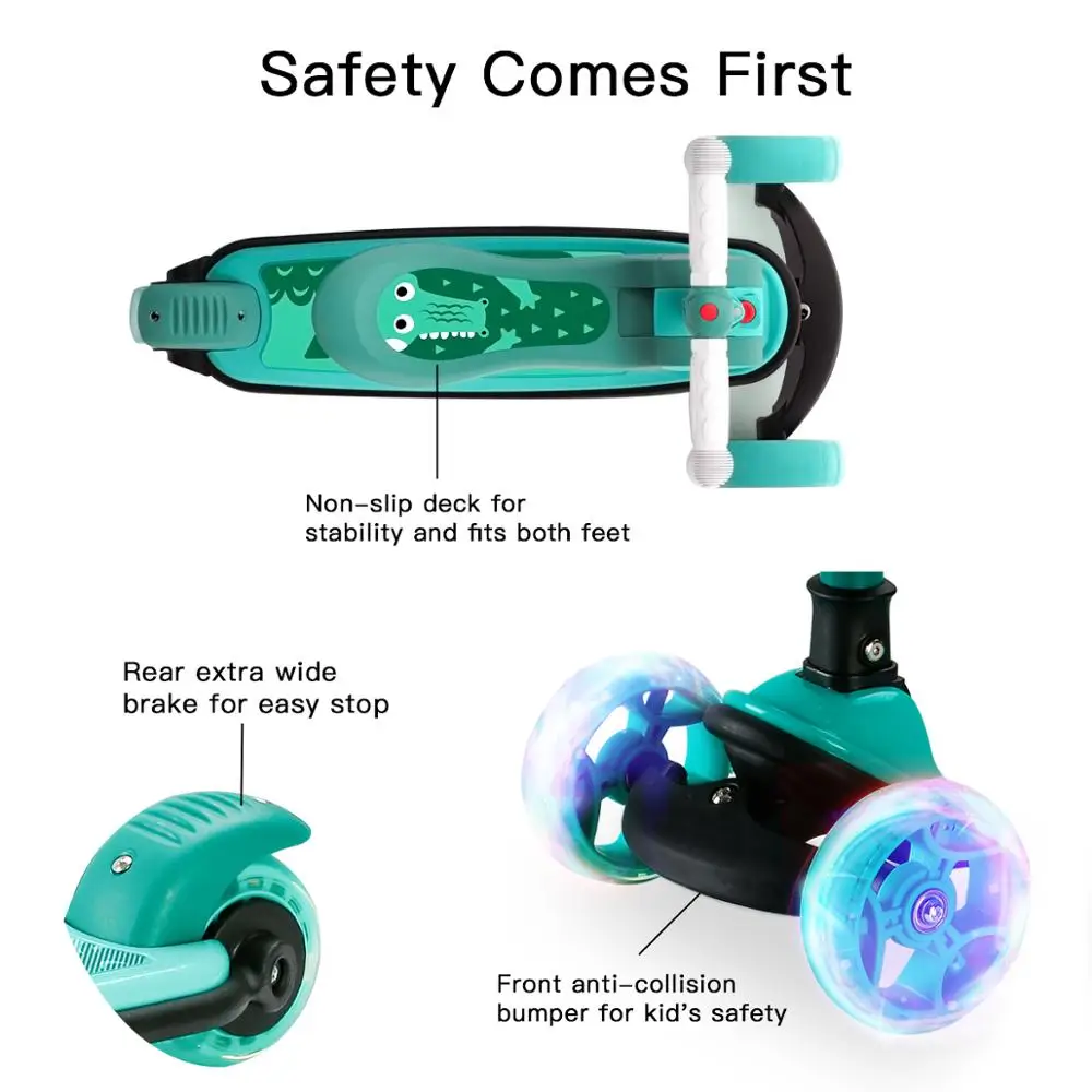 Детский скутер Beiens трехколесный складной велосипед мигающее колесо Детская