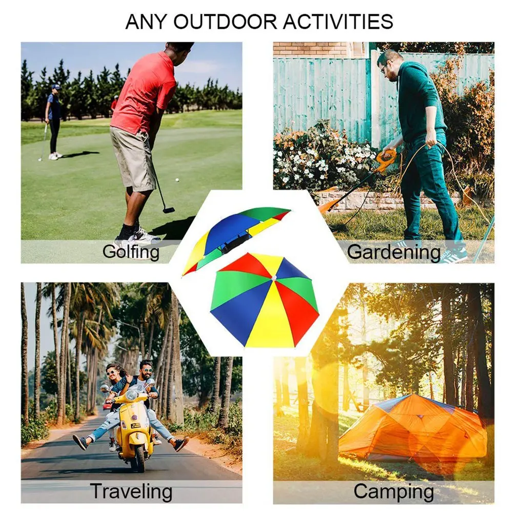 

Umbrella Hats With Elastic Band For Kids Waterproof And Windproof Ultra Lightweight Umbrella Hat Ideal For Gardening