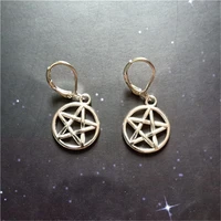 pentagram leverback earrings wiccan leverback earrings goth earrings witch earrings witch jewelry pentacle earrings