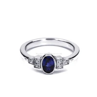tianyu gems 6x4mm oval lab sapphire wedding silver rings 925 sterling 18k gold plated blue gemstone finer ring jewelry for women