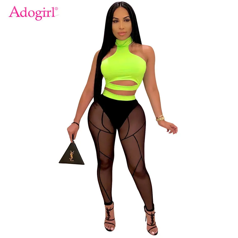 Сексуальный женский комплект из двух предметов Adogirl однотонный укороченный топ