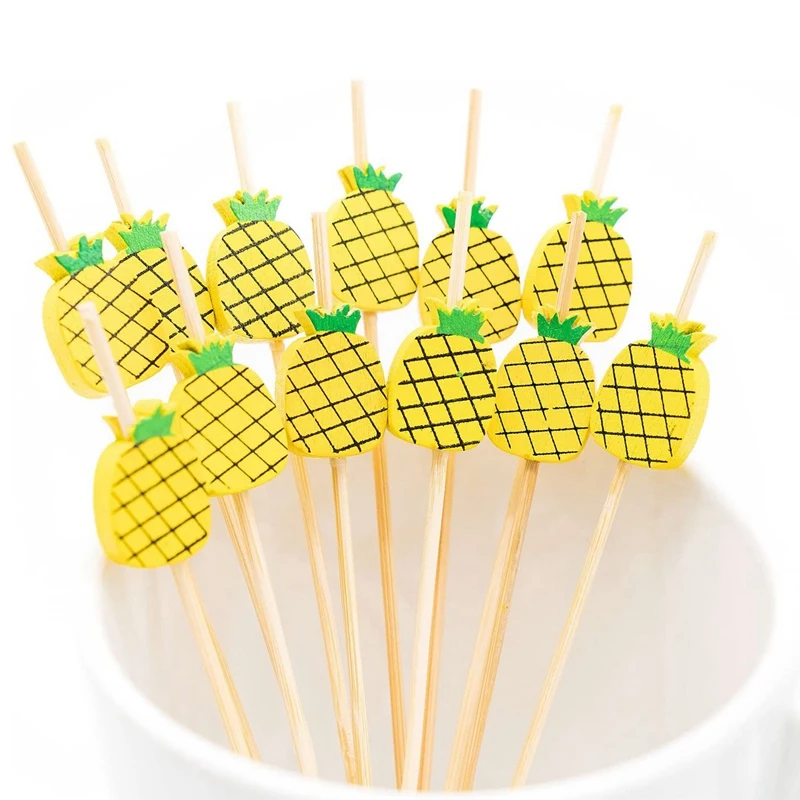 

Cocktail Picks Bamboo Pick Buffet Pineapple Cupcake Fruit Fork Dessert Salad Stick Skewer for Party Decor